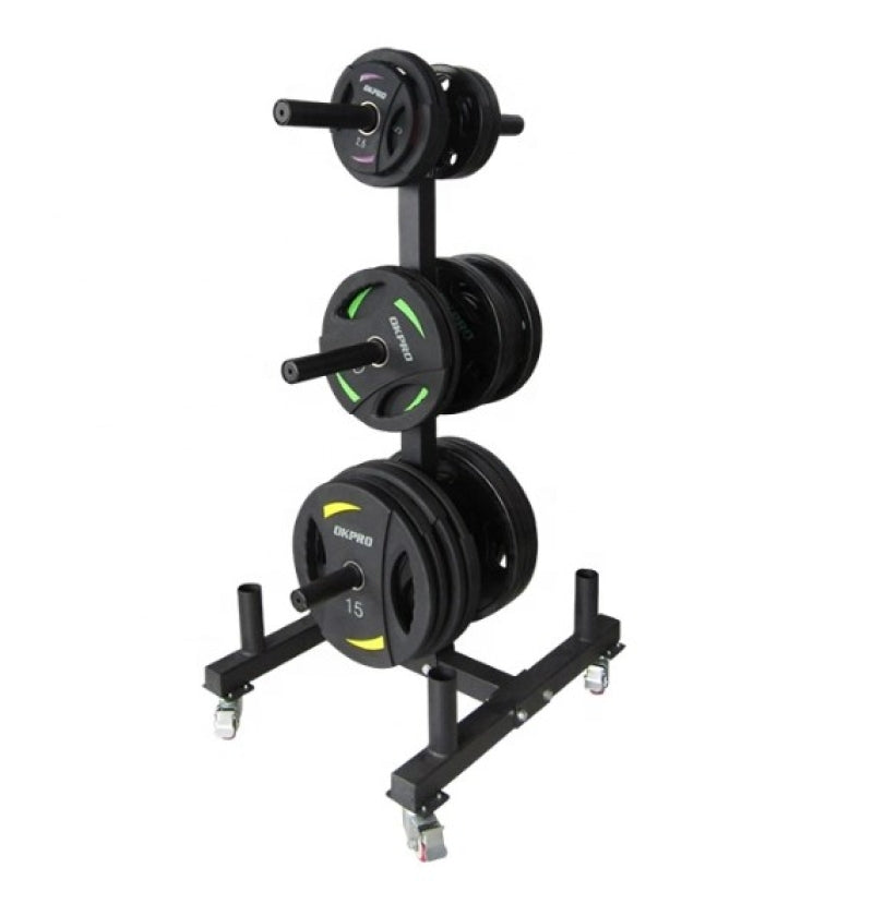Swiss Barbell Bar Rack & Weight Plate Storage (On Wheels)