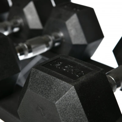 Swiss Barbell 2.5kg-30kg Hex Dumbbell Set With 3 Tier Rack