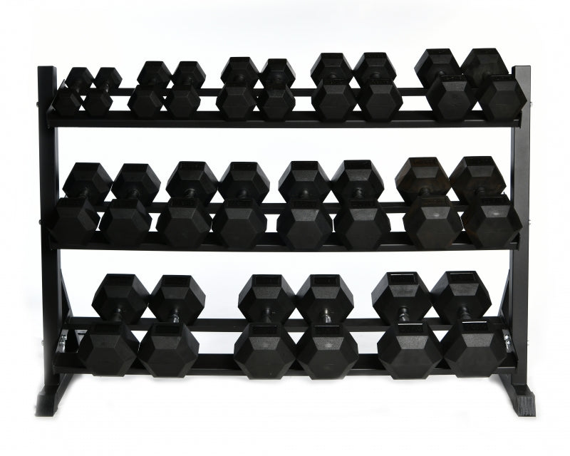Swiss Barbell 2.5kg-30kg Hex Dumbbell Set With 3 Tier Rack