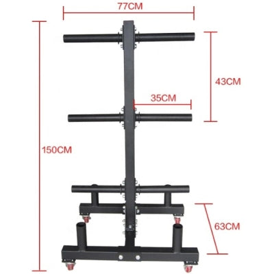 Swiss Barbell Bar Rack & Weight Plate Storage (On Wheels)